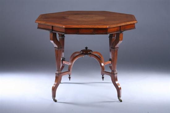 Appraisal: EDWARDIAN INLAID MIXED-WOOD OCTAGONAL CENTER TABLE late th century Top