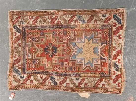 Appraisal: Antique Lesghi rug Caucasus circa x Estimate - Edge wear