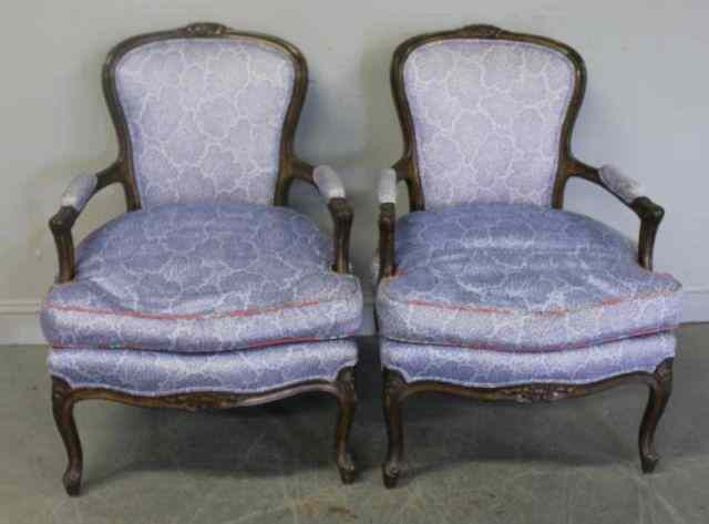 Appraisal: Pair of Louis XV Style Arm Chairs From a Larchmont