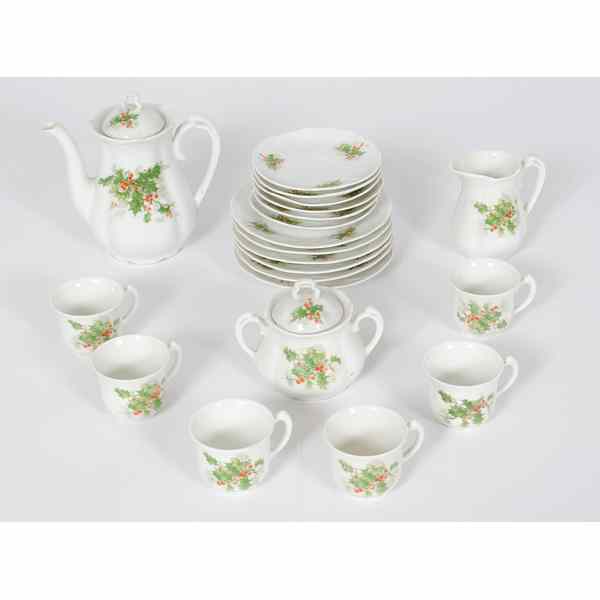 Appraisal: Child's Porcelain Christmas Tea Service Germany A child's porcelain tea