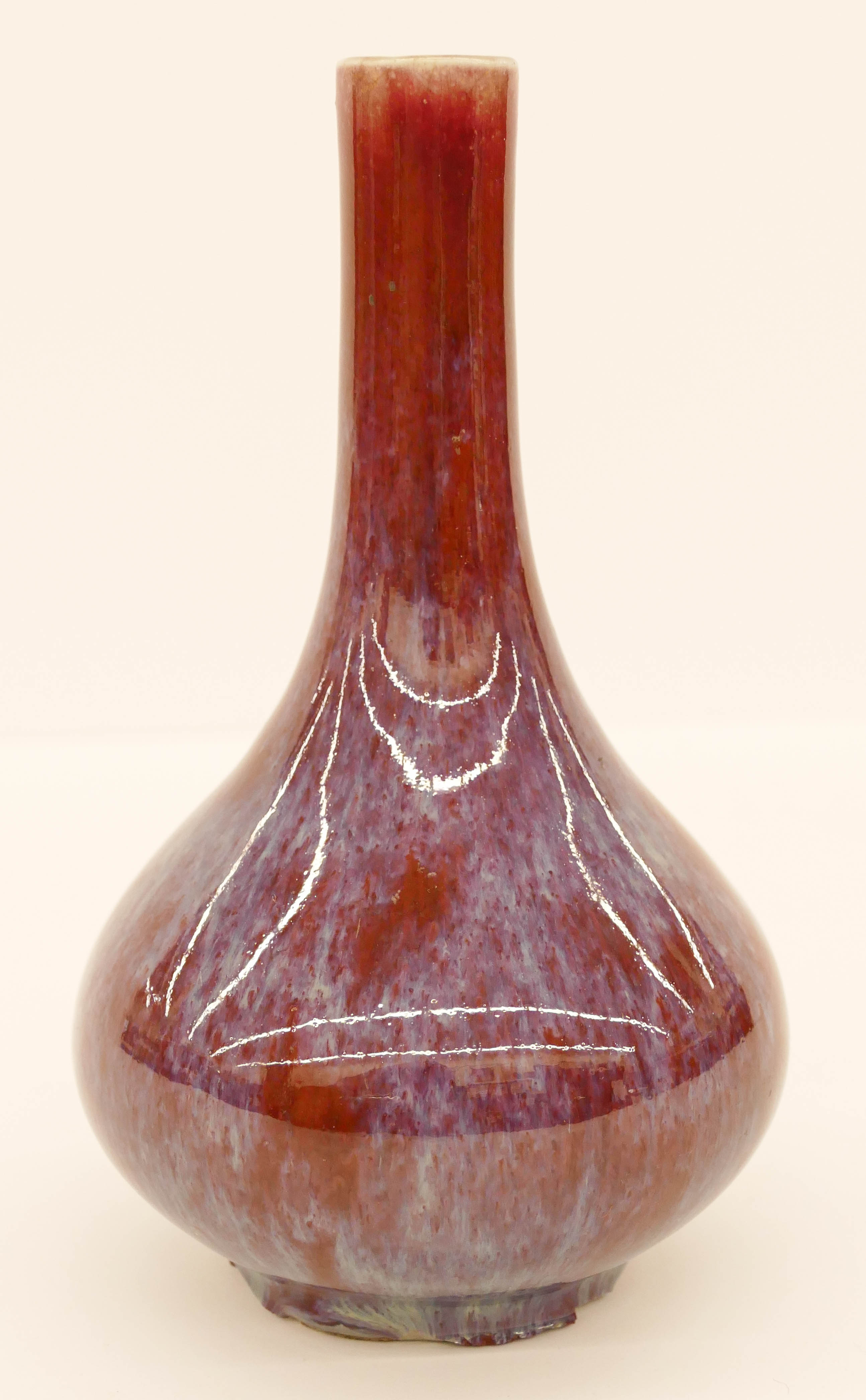 Appraisal: Chinese Qing Flambe Glazed Bottle Vase ''x '' A pear