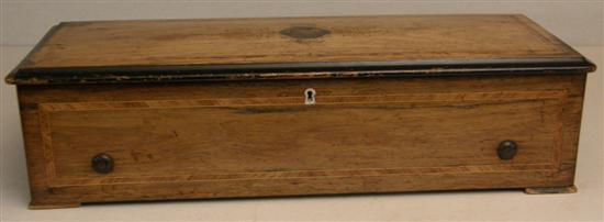 Appraisal: th century Swiss rosewood and parquetry inlaid musical box with