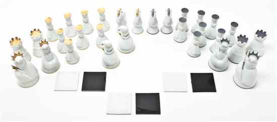 Appraisal: A Haviland Porcelain Chess Set comprising white figures with gold