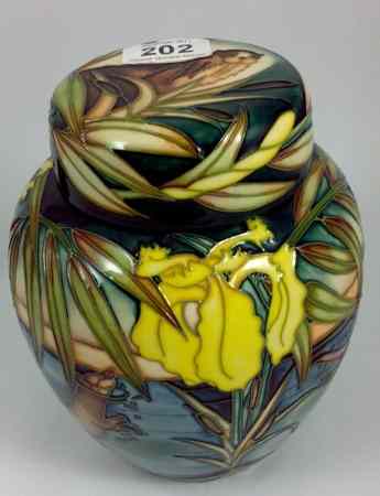 Appraisal: Moorcroft Ginger Jar and Cover decorated with Otters signed Sian