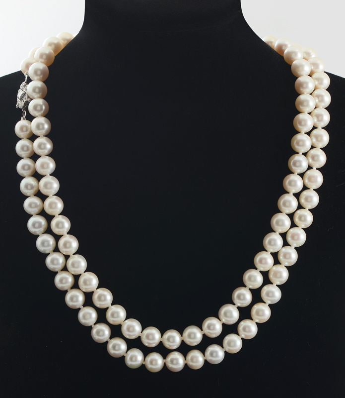 Appraisal: AKOYA PEARLS '' opera length strand necklace of cultured Akoya