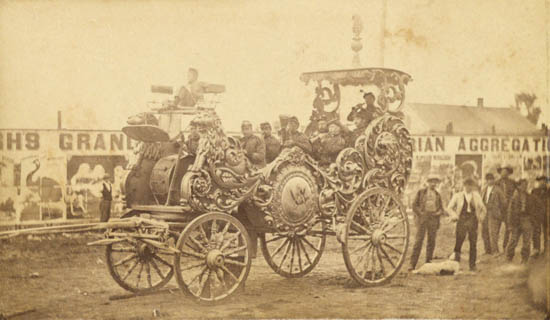 Appraisal: CIRCUS Rare carte-de-visite of an elaborate circus bandwagon complete with