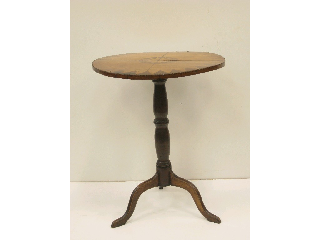 Appraisal: A th Century fruitwood Tripod Table with inlaid top and