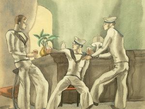 Appraisal: John Stregman mid th century- Sailors in a bar watercolour