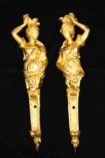 Appraisal: A pair of Louis XVI gilt bronze term mounts converted