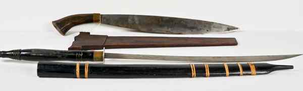 Appraisal: Tribal Swords Lot of Two Lot includes Philippine Bolo with