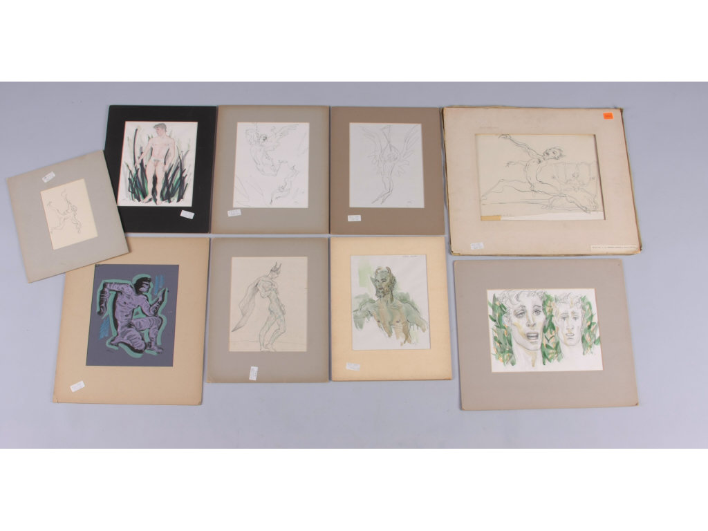 Appraisal: Emlin Etting PA - Nine Drawings all unframed subjects including