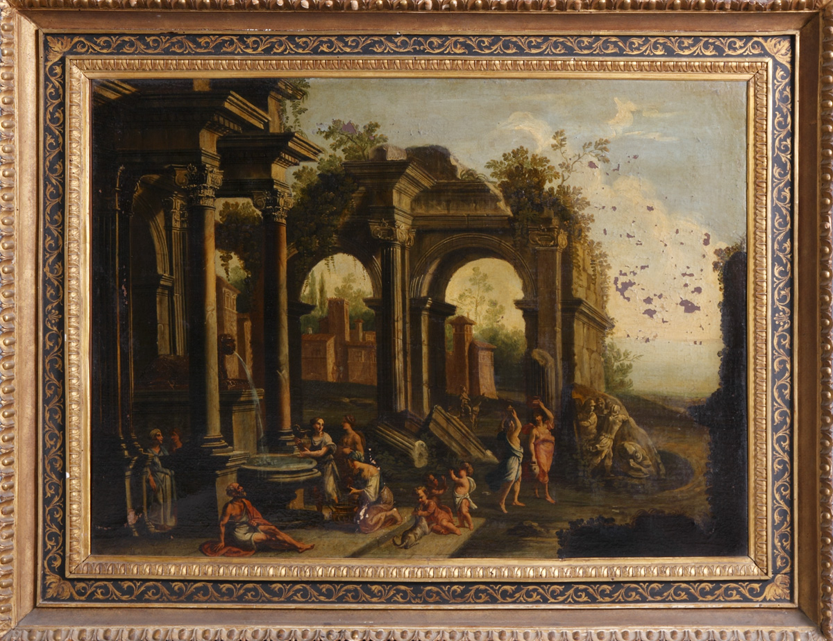 Appraisal: Two th Cent Italian Paintings O C Old label on