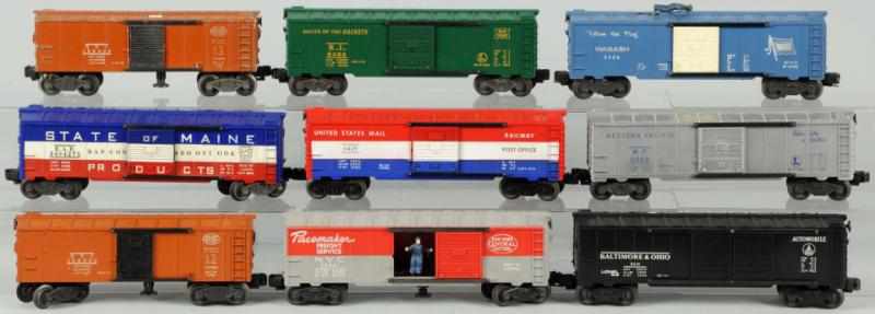 Appraisal: Lot of Lionel O- Gauge Boxcars American Post-war Includes some