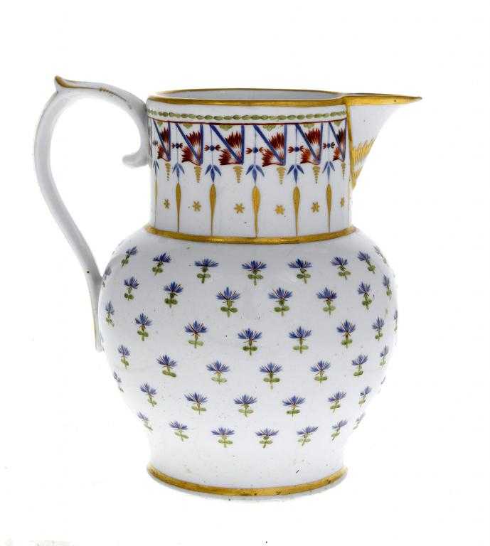 Appraisal: A COALPORT JUG enamelled with six rows of French sprigs