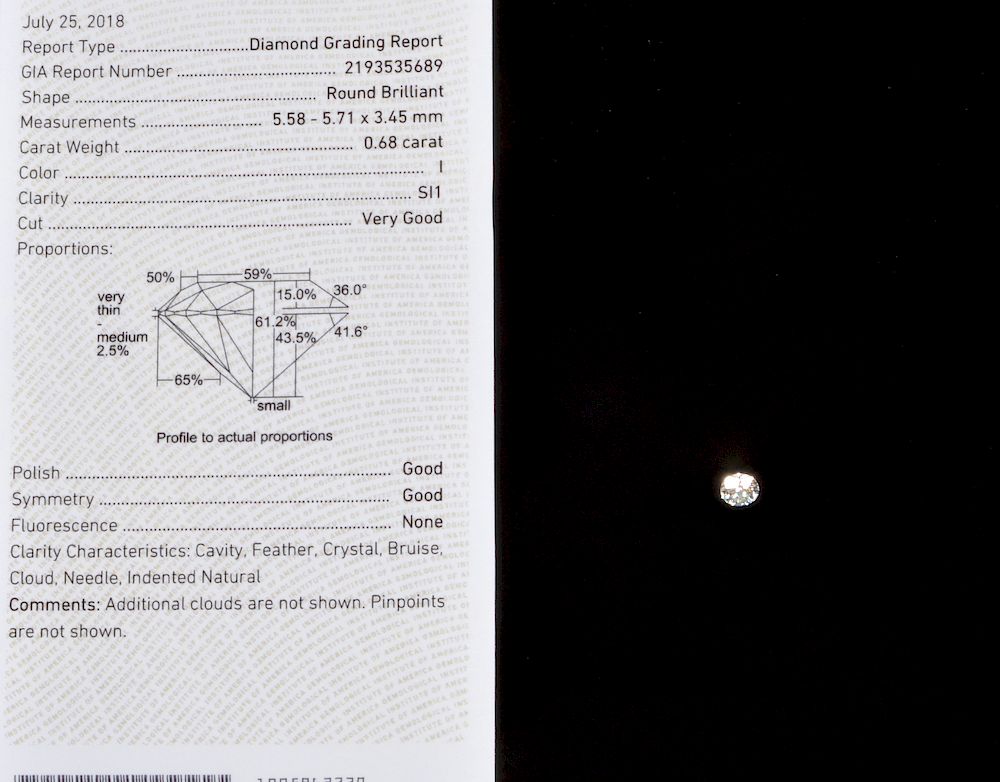 Appraisal: Carat Round Brilliant Diamond W GIA Cert Carat loose Diamond