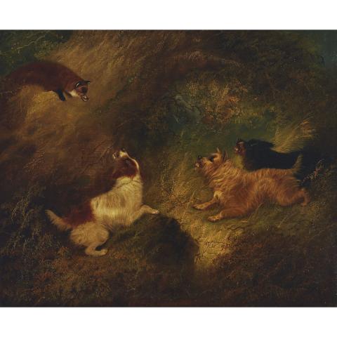 Appraisal: George Armfield born circa - FOX AND DOGS British Oil