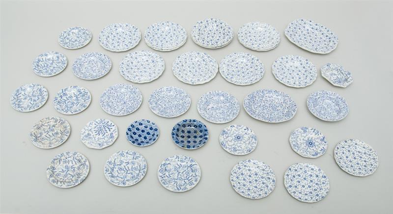 Appraisal: GROUP OF STAFFORDSHIRE BLUE TRANSFER-PRINTED MINIATURE CHILD'S DINNERWARE Various vine