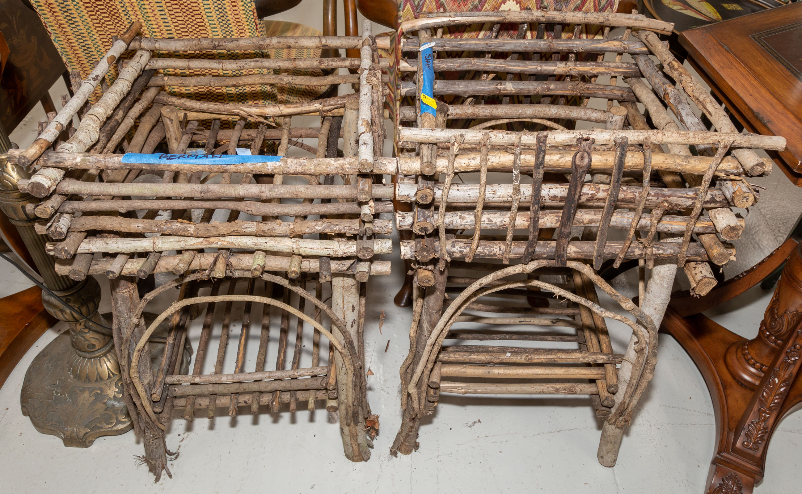 Appraisal: TWO ADIRONDACK STYLE FERN STANDS th century to in H