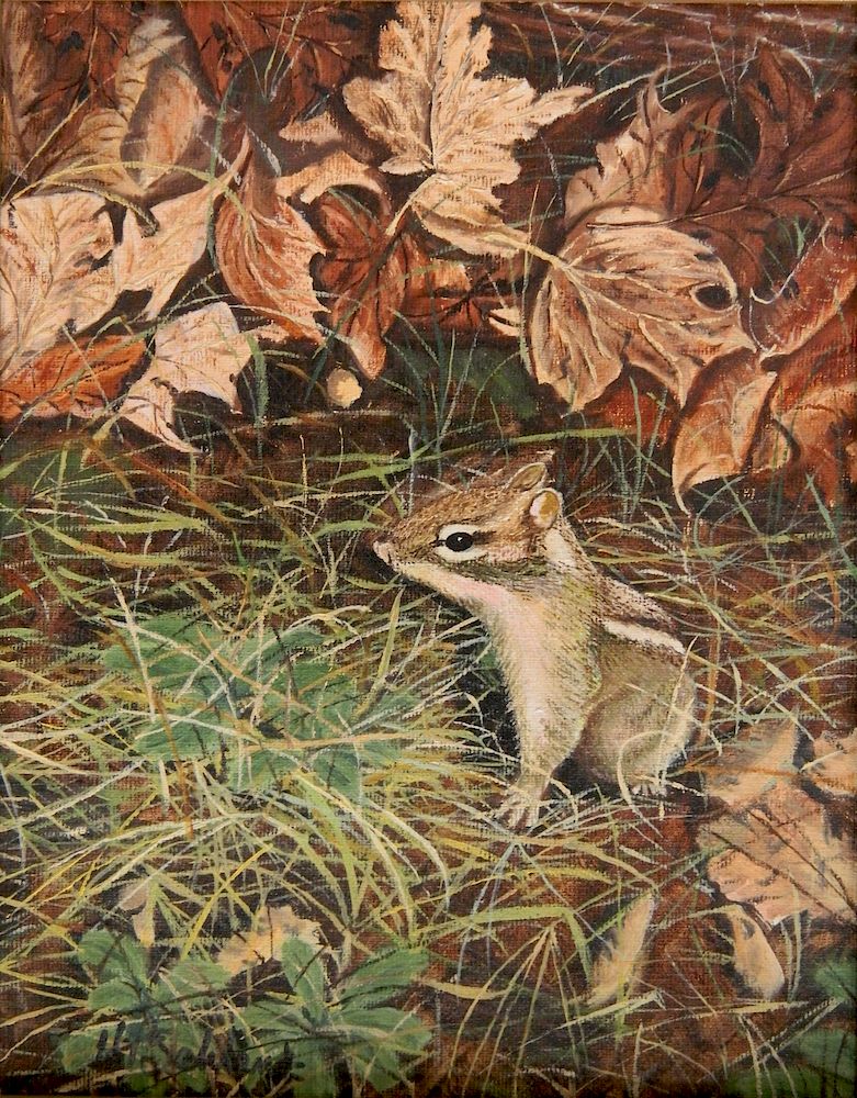 Appraisal: Harry Schrank oil Harry Schrank American th c - Chipmunks