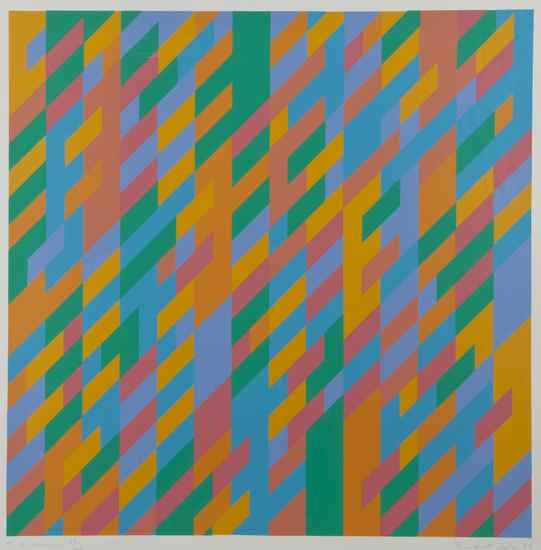 Appraisal: Bridget Riley b To Midsummer S silkscreen printed in colours