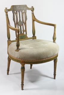 Appraisal: lot of Neoclassical paint decorated and parcel gilt armchairs lot