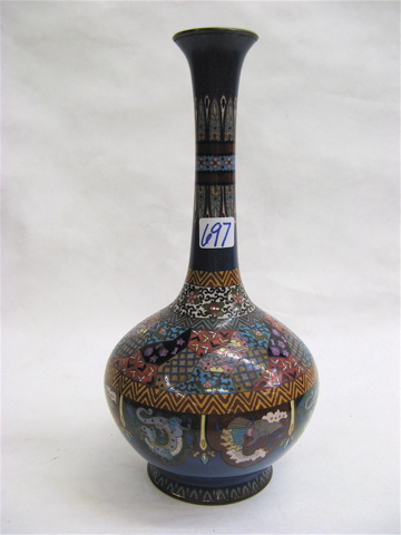 Appraisal: JAPANESE CLOISONNE VASE bulbous form with long neck having colorful