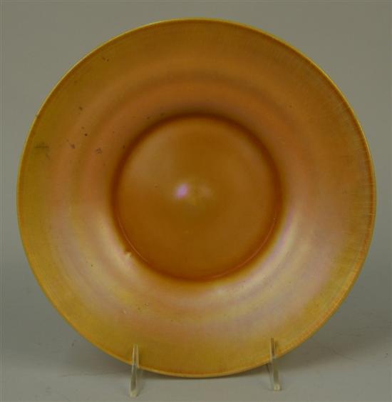 Appraisal: QUEZEL IRRIDESCENT ART GLASS PLATE signed Quezel on base diameter