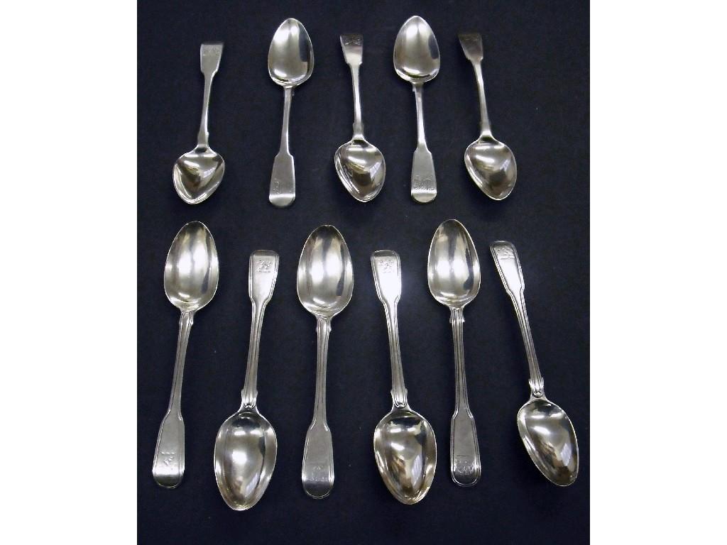 Appraisal: Set of six George III teaspoons with banded and crested