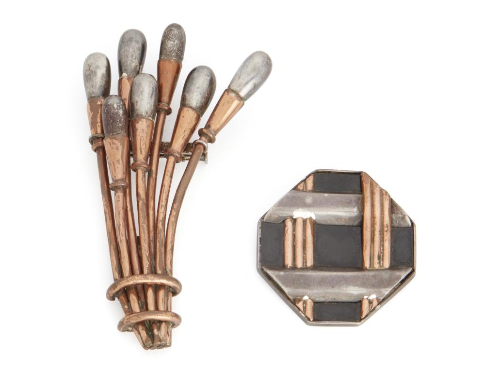 Appraisal: Two Antonio Pineda silver and copper brooches - and -