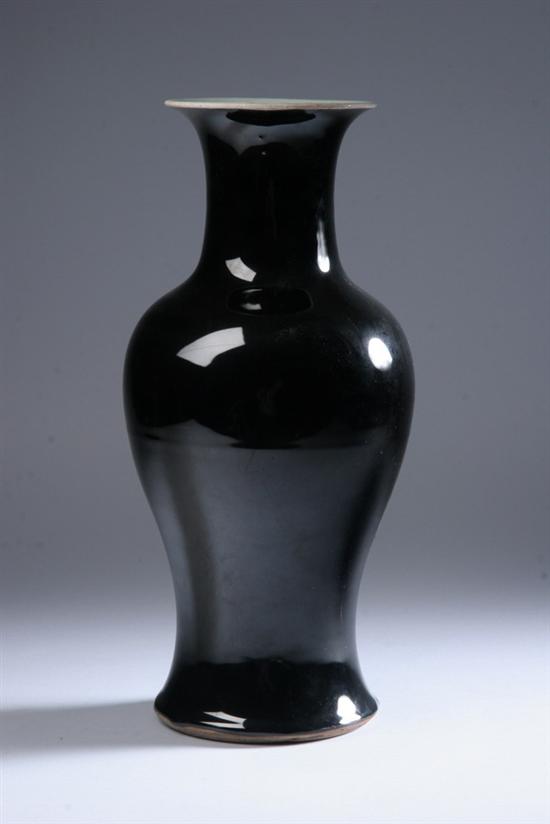 Appraisal: CHINESE MIRROR BLACK PORCELAIN VASE th century - in high