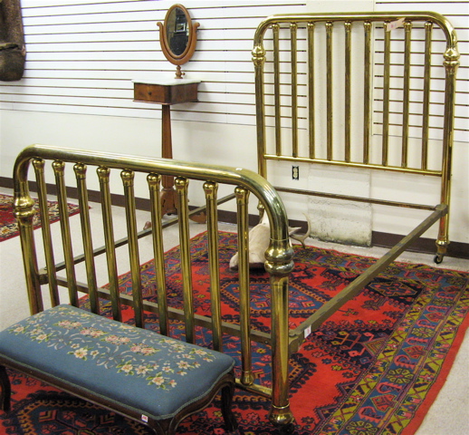 Appraisal: FULL SIZE BRASS BED WITH RAILS American early th century