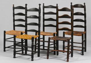 Appraisal: Group Ladder Back Chairs th c Group of companion black