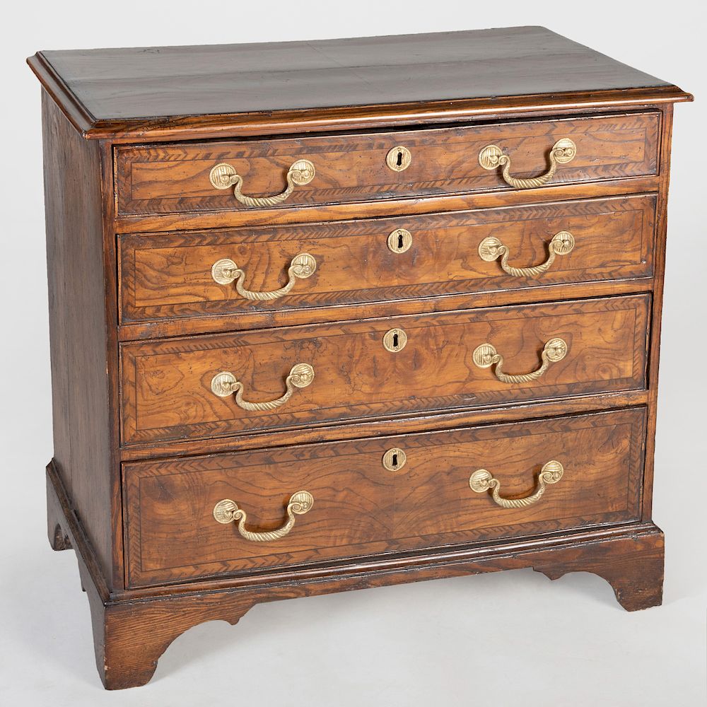 Appraisal: George II Oak and Ashwood Chest of Drawers x x