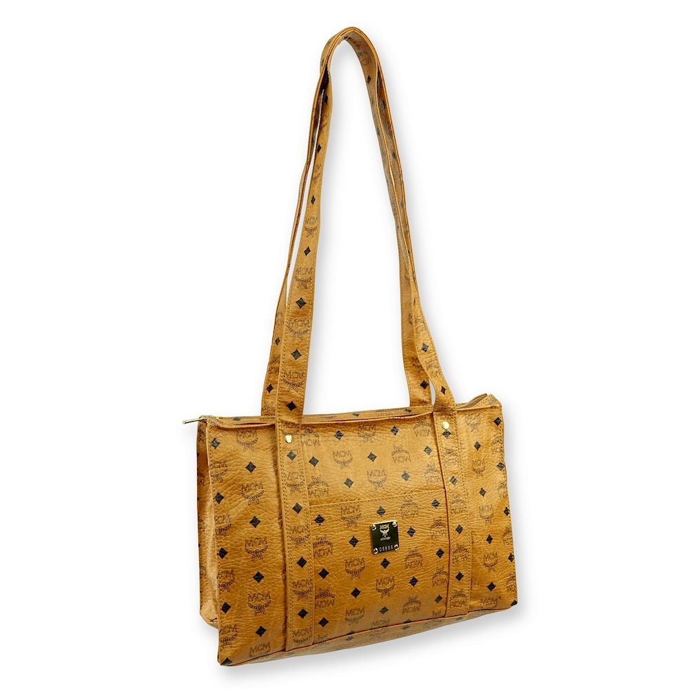 Appraisal: MCM Cognac Visetos Coated Canvas Vintage Tote MM MCM Cognac