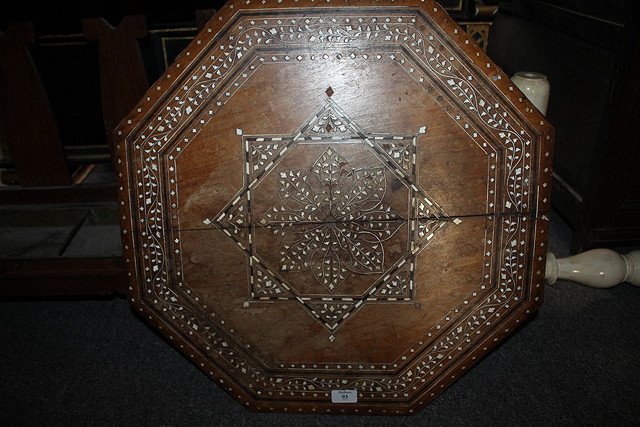 Appraisal: A SYRIAN DAMASCUS OCTAGONAL OCCASIONAL TABLE with ivory foliate inlay