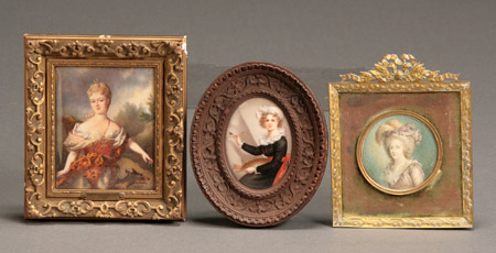 Appraisal: European School th Century Portrait Miniatures of Three Ladies Group