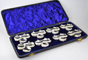 Appraisal: An Edwardian cased set of eight silver petit-fours dishes with