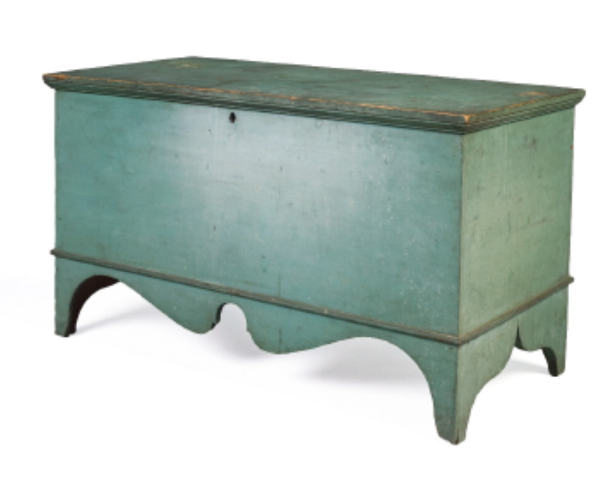 Appraisal: AMERICAN FEDERAL DIMINUTIVE BLANKET CHEST IN ORIGINAL BLUE PAINT POSSIBLY