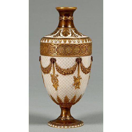 Appraisal: A Wedgwood gilt Queen's ware vase c of shield shape