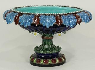 Appraisal: German Majolica pedestal center piece by Hugo Lonitz Co German