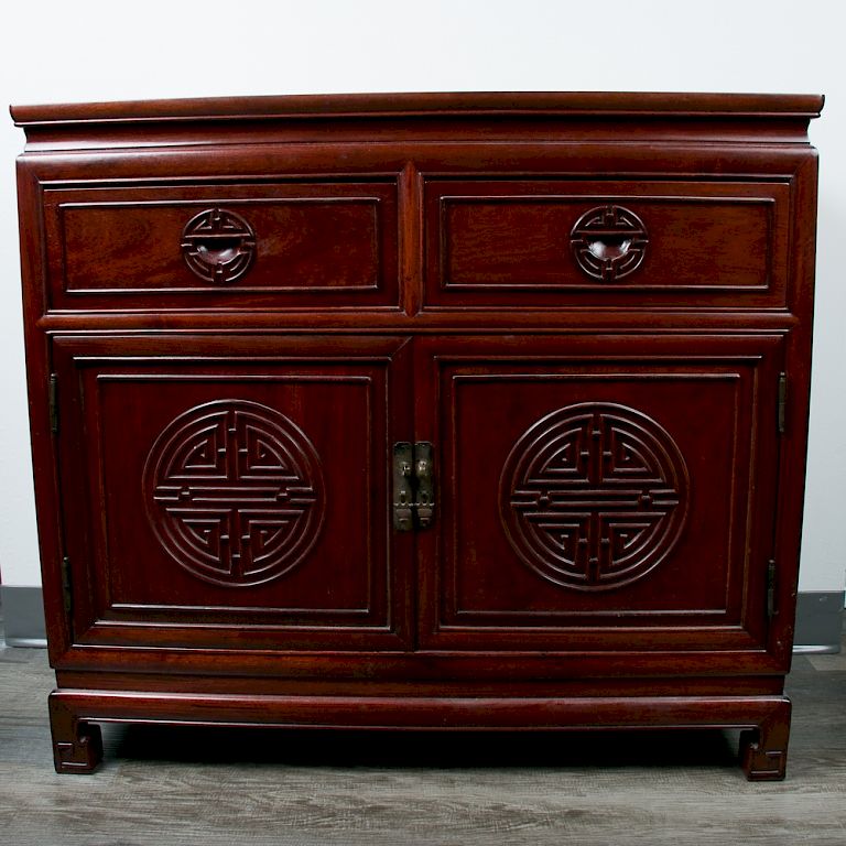 Appraisal: HARDWOOD CABINET A rectangular form wooden cabinet supported by four