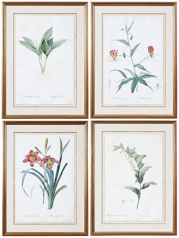 Appraisal: Pierre Joseph Redout French Four plates from Les Liliac es