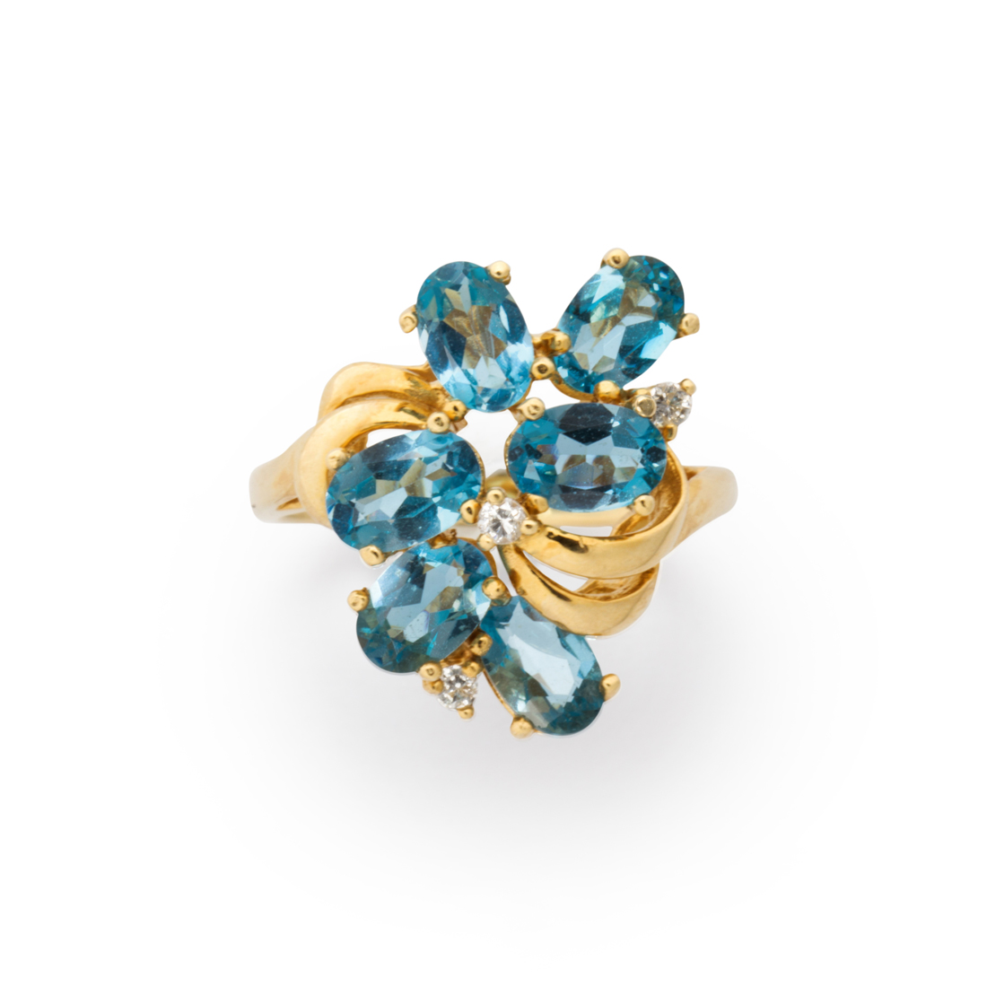 Appraisal: A BLUE TOPAZ DIAMOND AND FOURTEEN KARAT GOLD RING A