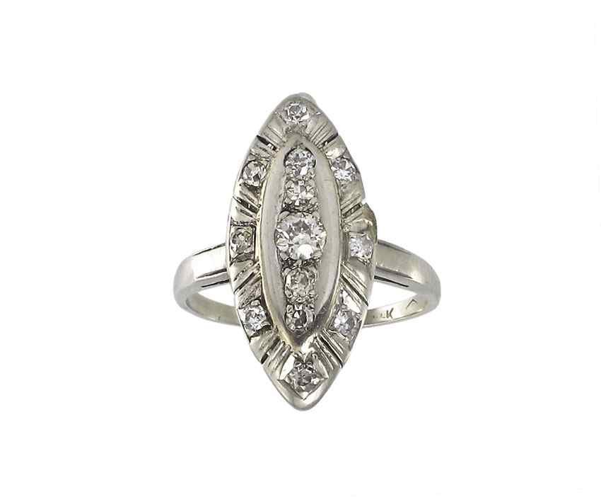 Appraisal: K GOLD ART DECO DIAMOND RING K white gold ring