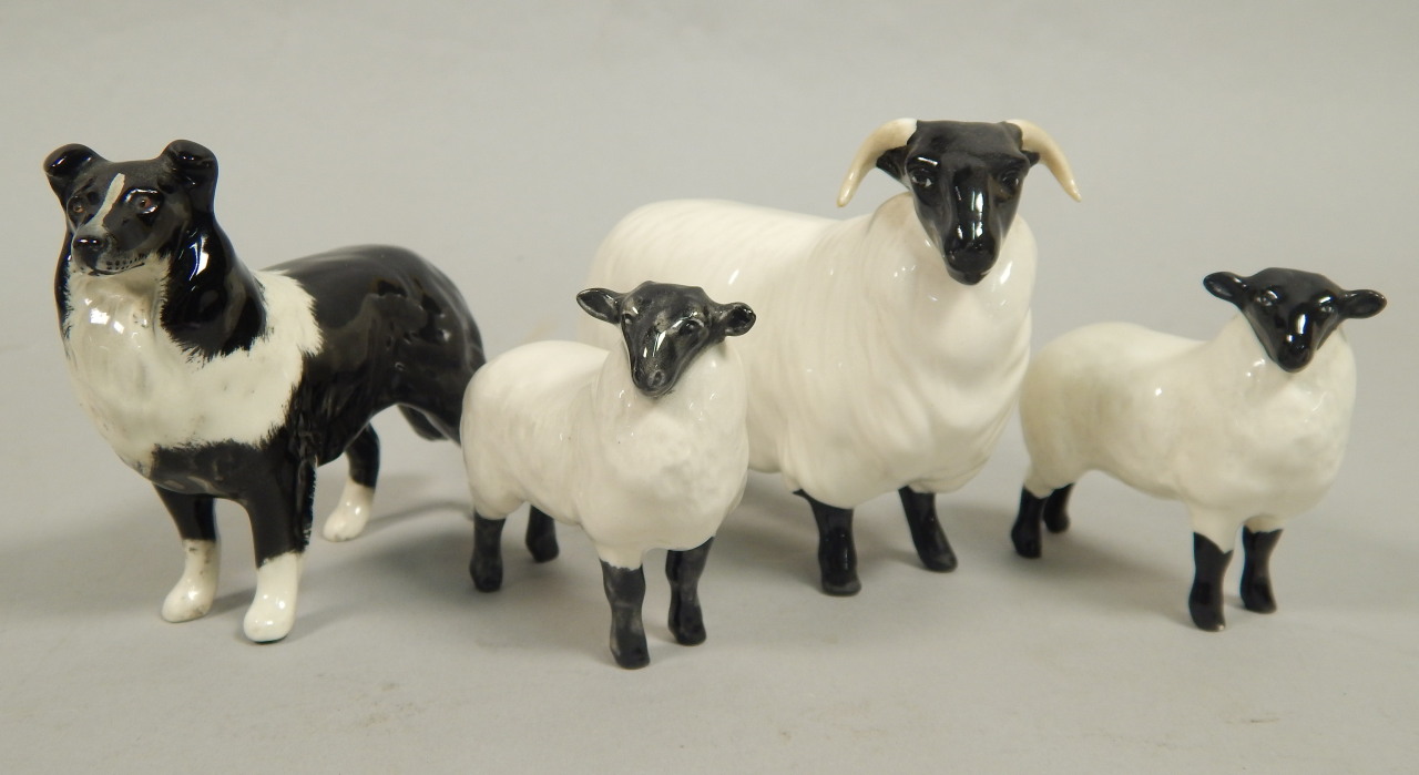 Appraisal: Four Beswick farm animals a border collie a sheep and