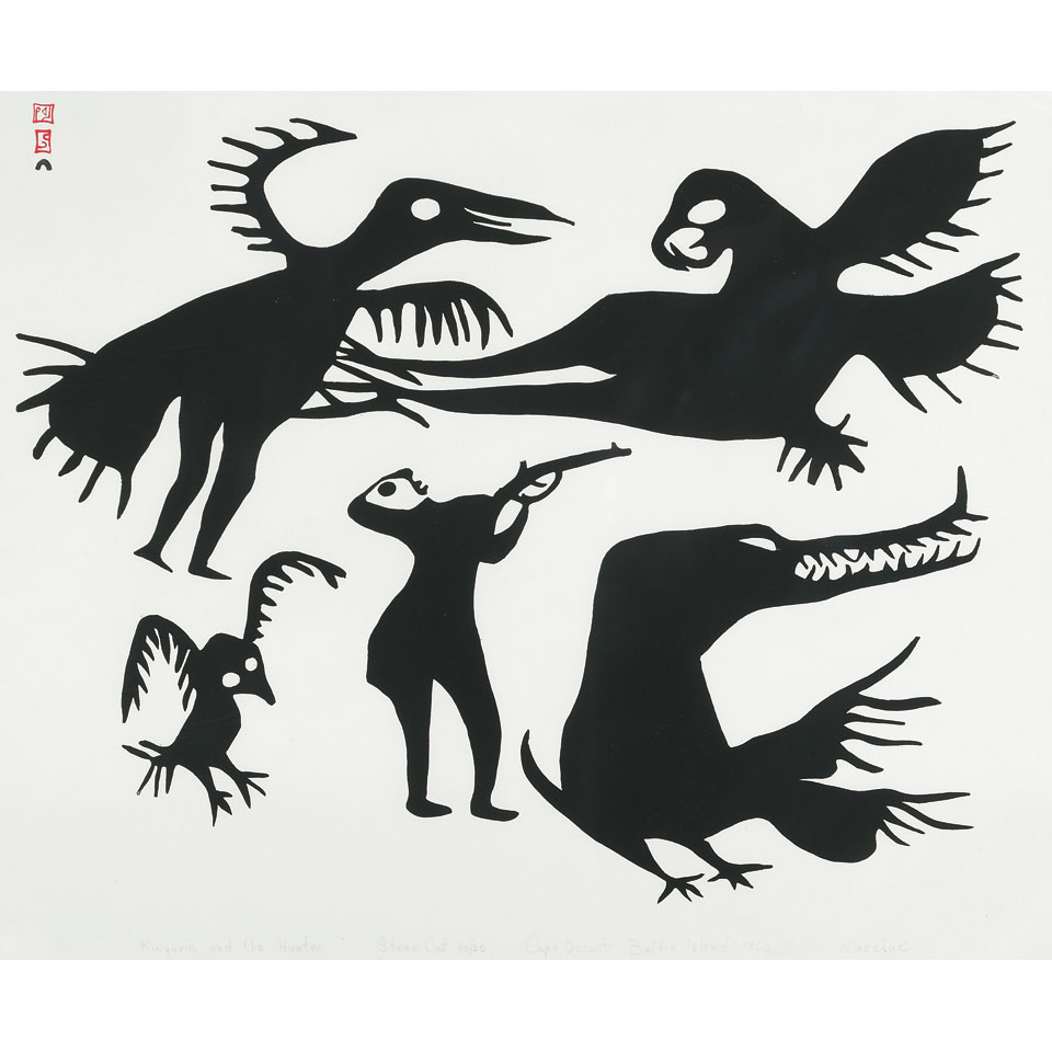 Appraisal: KIAKSHUK - E - Cape Dorset KIKGAVIK AND THE HUNTER