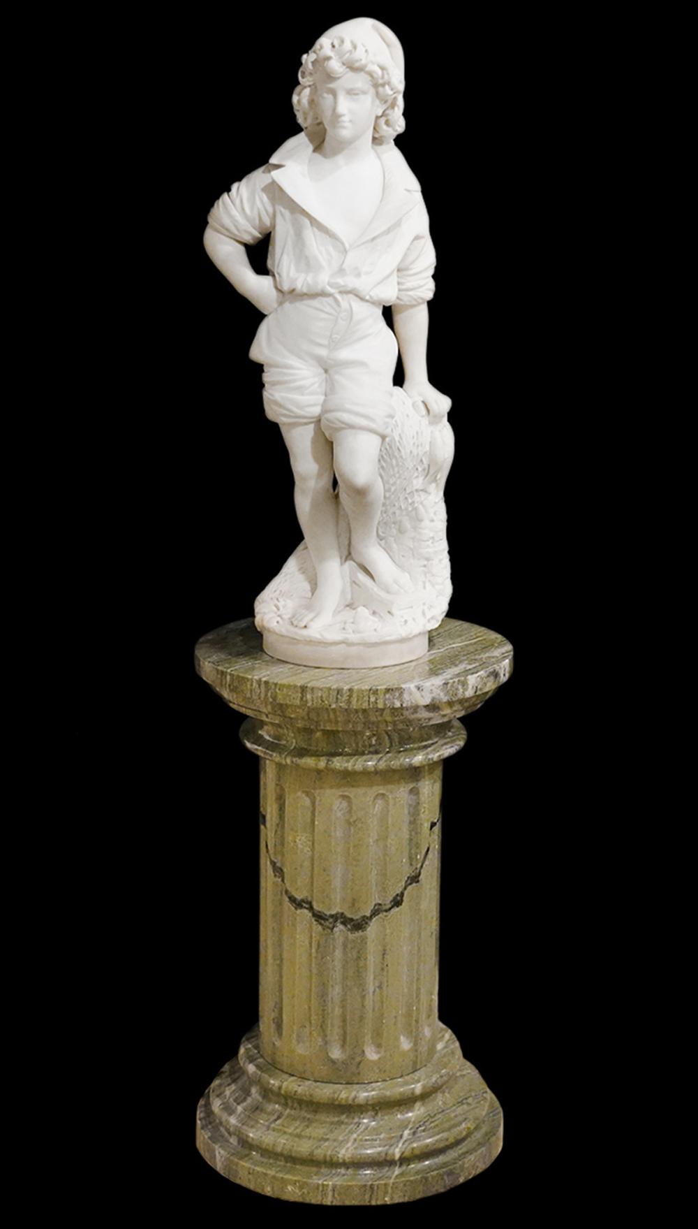 Appraisal: F VICHY SCULPTURED WHITE MARBLE 'FISHERBOY'Ferdinando Vichi Italy - White