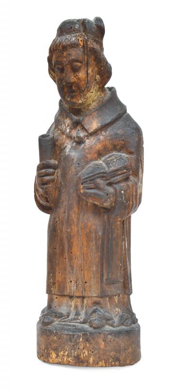 Appraisal: A CARVED WOODEN POLYCHROME FIGURE OF A SCRIBE TH CENTURY