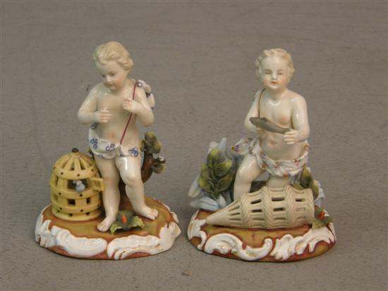 Appraisal: Pair of th century English porcelain figures of putti one