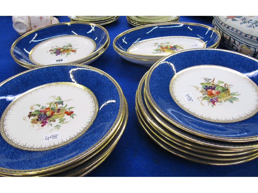 Appraisal: Wedgwood dessert service each piece handpainted with a basket of